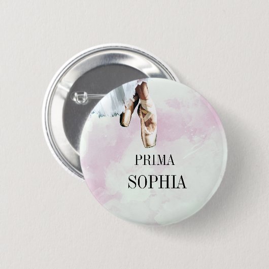 Ballet Slippers Pointe Persönliches Pink Button (Vorne & Hinten)