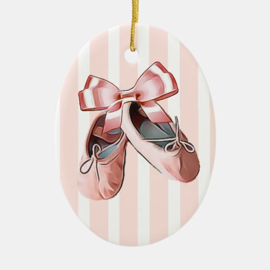 Ballet Slippers Rosa Weihnachtsdekoration Keramik Ornament (Vorne)