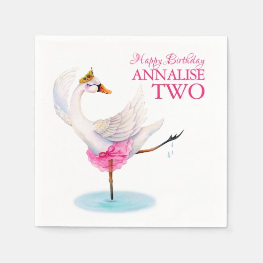 Ballet Swan 2. Geburtstag Party individuelle Servi Serviette (Vorderseite)