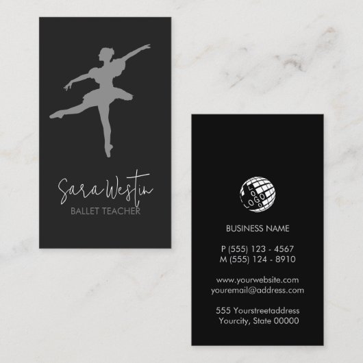 Ballet Teacher Dance Visitenkarte (Vorne/Hinten)