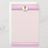 Ballet Teddy Bear Pink Candy Stripe Letterhead A4 Briefpapier (Vorne/Hinten)