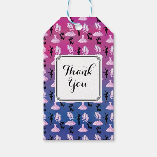 Ballet Theme Muster mit Tanzkleidung Danke Geschenkanhänger (Vorderseite)