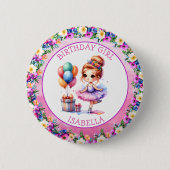 Ballet Themed Girl's Birthday Party Button (Vorderseite)