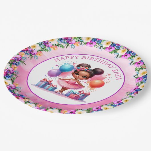 Ballet Themed Girl's Birthday Party Pappteller (Schrägansicht)