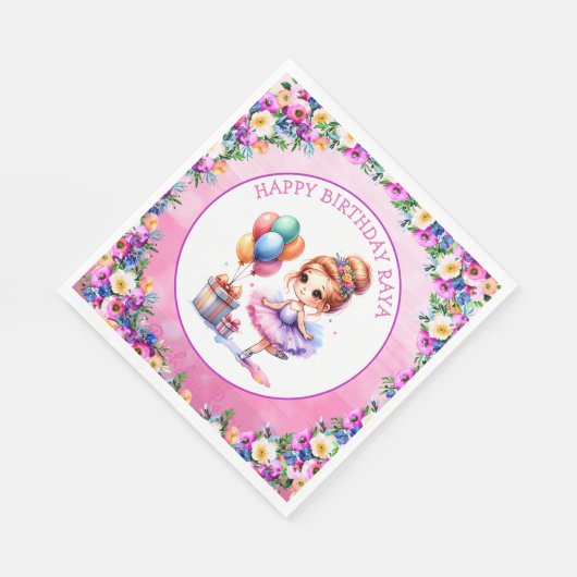Ballet Themed Girl's Birthday Party Serviette (Ecke)