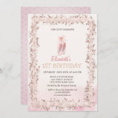 Ballet Toe Shoes Glitzer Rahmen Geburtstag Einladung (Vorne/Hinten)