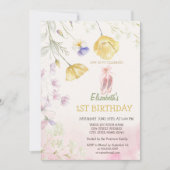 Ballet Toe Shoes Wildblumen Geburtstag Einladung (Vorderseite)