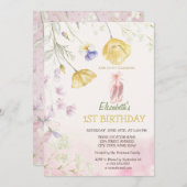Ballet Toe Shoes Wildblumen Geburtstag Einladung (Vorne/Hinten)