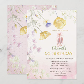 Ballet Toe Shoes Wildblumen Geburtstag Einladung