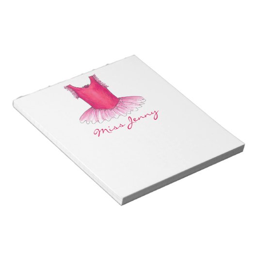 Ballet Tutu Personalisiert Dance Teacher Notepad Notizblock (angewinkelt)