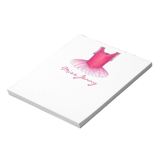 Ballet Tutu Personalisiert Dance Teacher Notepad Notizblock (Rotiert)