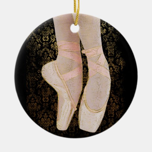 Ballet Zehenschuhe - Black Pink Gold Keramik Ornament (Vorne)