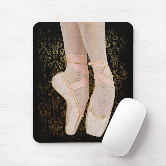 Ballet Zehenschuhe - Black Pink Gold Mousepad (Mit Mouse)