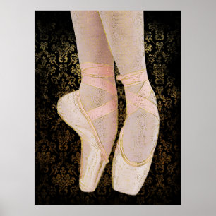 Ballet Zehenschuhe - Black Pink Gold Poster