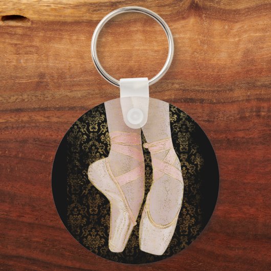 Ballet Zehenschuhe - Black Pink Gold Schlüsselanhänger (Vorderseite)