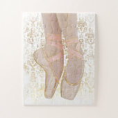 Ballet Zehenschuhe - Rosa Gold Weiß Puzzle (Vertikal)