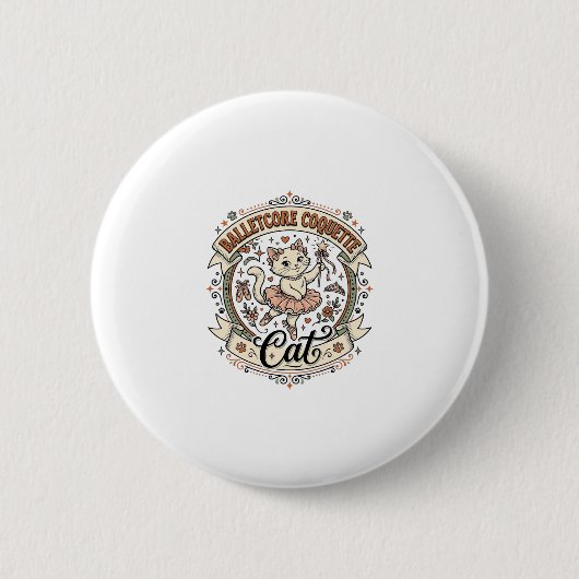 Balletcore Coquette Katze Balletcore Coquette Katz Button (Vorderseite)