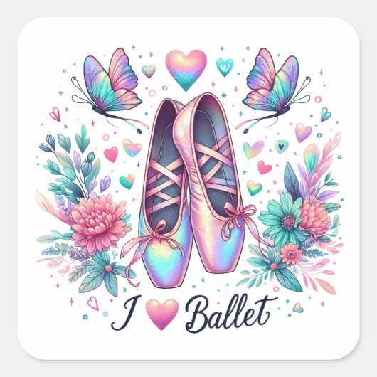 Ballett-Ballerina-Aufkleber Quadratischer Aufkleber (Vorderseite)