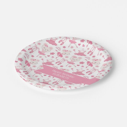 Ballett Ballerina Pink Party Teller, 7" Pappteller (Schrägansicht)