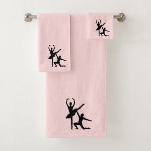 Ballett-Couple-Dance Pink-Akzent Badhandtuch Set