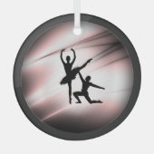 Ballett-Couple-Dance Pink-Akzent Ornament Aus Glas (Vorderseite)