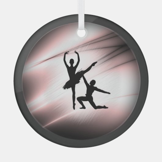 Ballett-Couple-Dance Pink-Akzent Ornament Aus Glas (Vorderseite)