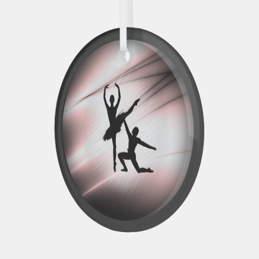 Ballett-Couple-Dance Pink-Akzent Ornament Aus Glas (Vorderseite links)