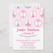 Ballett Geburtstag Einladung Pink Ballerina Tänzer (Vorderseite)