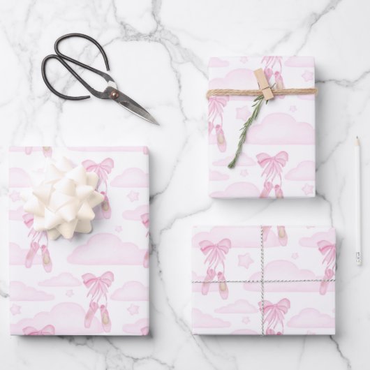 Ballett Geburtstagsparty Kinderdusche Pink Balleri Geschenkpapier Set (Vorderseite)