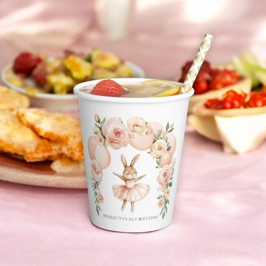 Ballett-Häschen-Geburtstags-Blumenbogen-Papierbech Pappbecher
