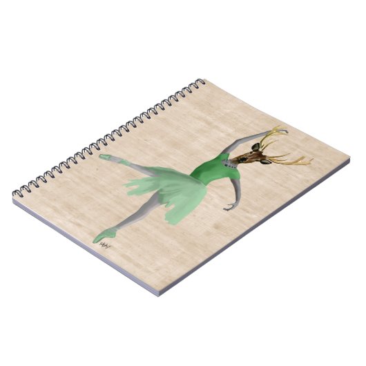 Ballett Hirsch in Grün 2 Notizblock (Linke Seite)