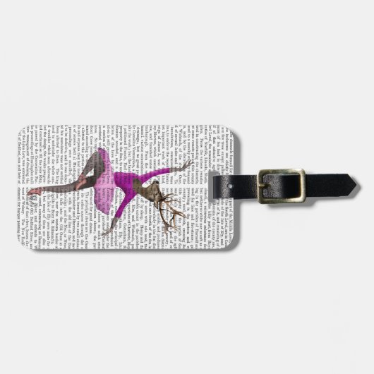 Ballett Hirsch in Rosa Gepäckanhänger (Vorderseite horizontal)