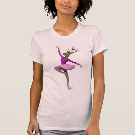 Ballett Hirsch in Rosa T-Shirt (Vorderseite)
