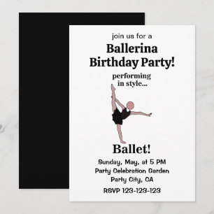 Ballett in stilvoller Ballerina-Geburtstagsfeier Einladung