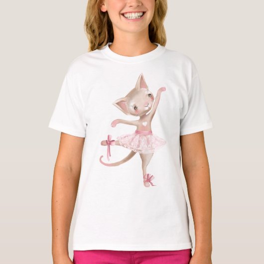 Ballett-Katzen-Mädchen-T-Shirt T-Shirt (Vorderseite)