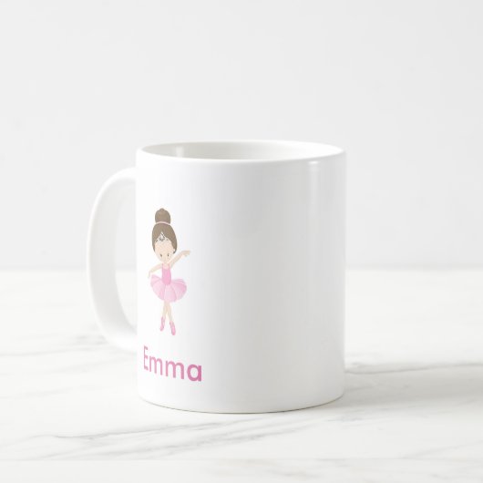 Ballett-Klassen-Ballerina-Kronen-Brown-Haar-Tasse Kaffeetasse (Vorderseite Links)