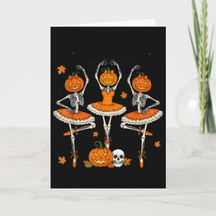 Ballett-Kürbis tanzendes Skelett Grusel-Halloween- Karte