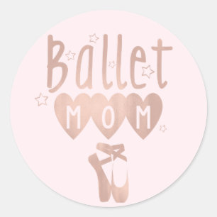 Ballett-Mama Rosa Roségold Sterne & Herzen Runder Aufkleber