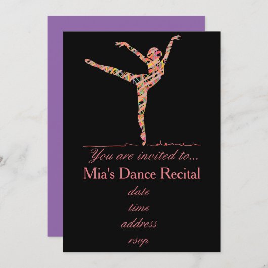 Ballett oder moderner Tanz Einladung (Vorne/Hinten)