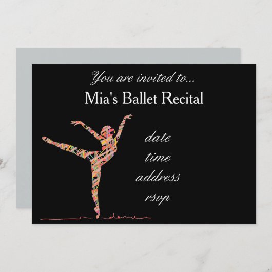 Ballett- oder TanzErwägung Einladung (Vorne/Hinten)