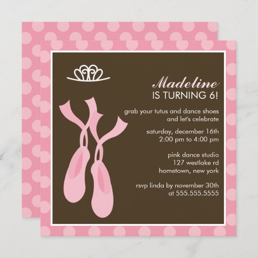 Ballett-Party Einladungen (Vorne/Hinten)