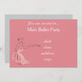 Ballett-Party für Mädchen in rosa Ballerina Einladung (Vorne/Hinten)