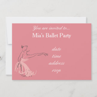Ballett-Party für Mädchen in rosa Ballerina Einladung