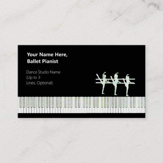 Ballett Pianist Iridescent Green Var. Glitzer Visitenkarte (Vorderseite)