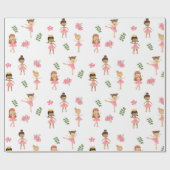Ballett Pink Ballerinas Tanzmuster Geschenkpapier (Flach)