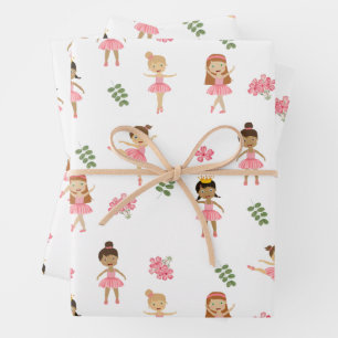 Ballett Pink Ballerinas Tanzmuster Geschenkpapier Set