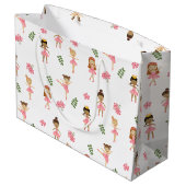 Ballett Pink Ballerinas Tanzmuster Große Geschenktüte (Rückseite Schrägansicht)