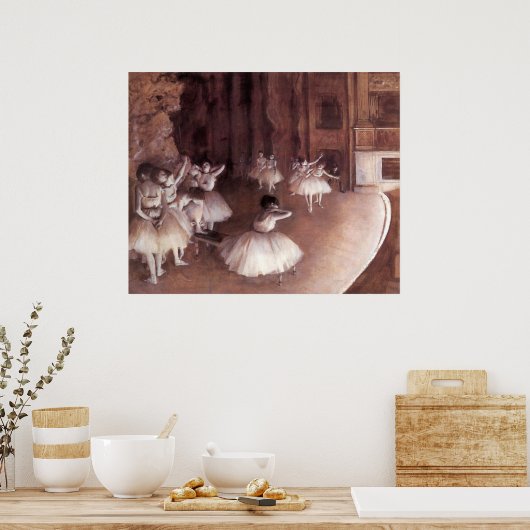 Ballett-Probe auf der Bühne von Edgar Degas Poster (Küche)
