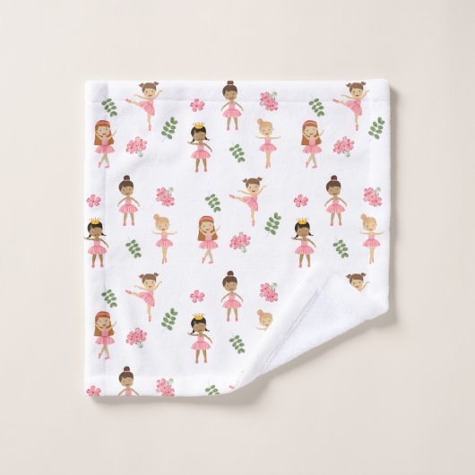 Ballett Rosa Ballerinas Tanzpattern Girl Badhandtuch Set (Waschlappen)