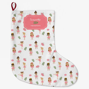 Ballett Rosa Ballerinas Tanzpattern Girl Großer Weihnachtsstrumpf